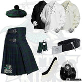 Battle Of Kilts Men’s Tartan Kilt Outfit – 9-Piece Scottish Set with Premium Accessories
